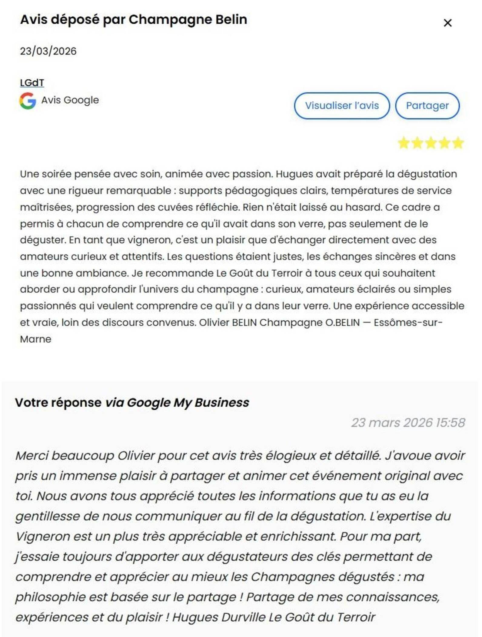 Avis et réponse